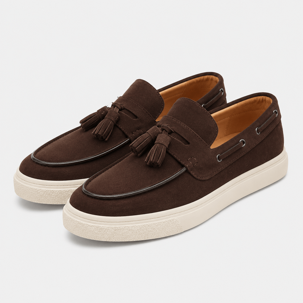 Ma boutique Mens Brown Suede Platform Loafers – Handmade Casual Driving Walking Moccasin Shoes
