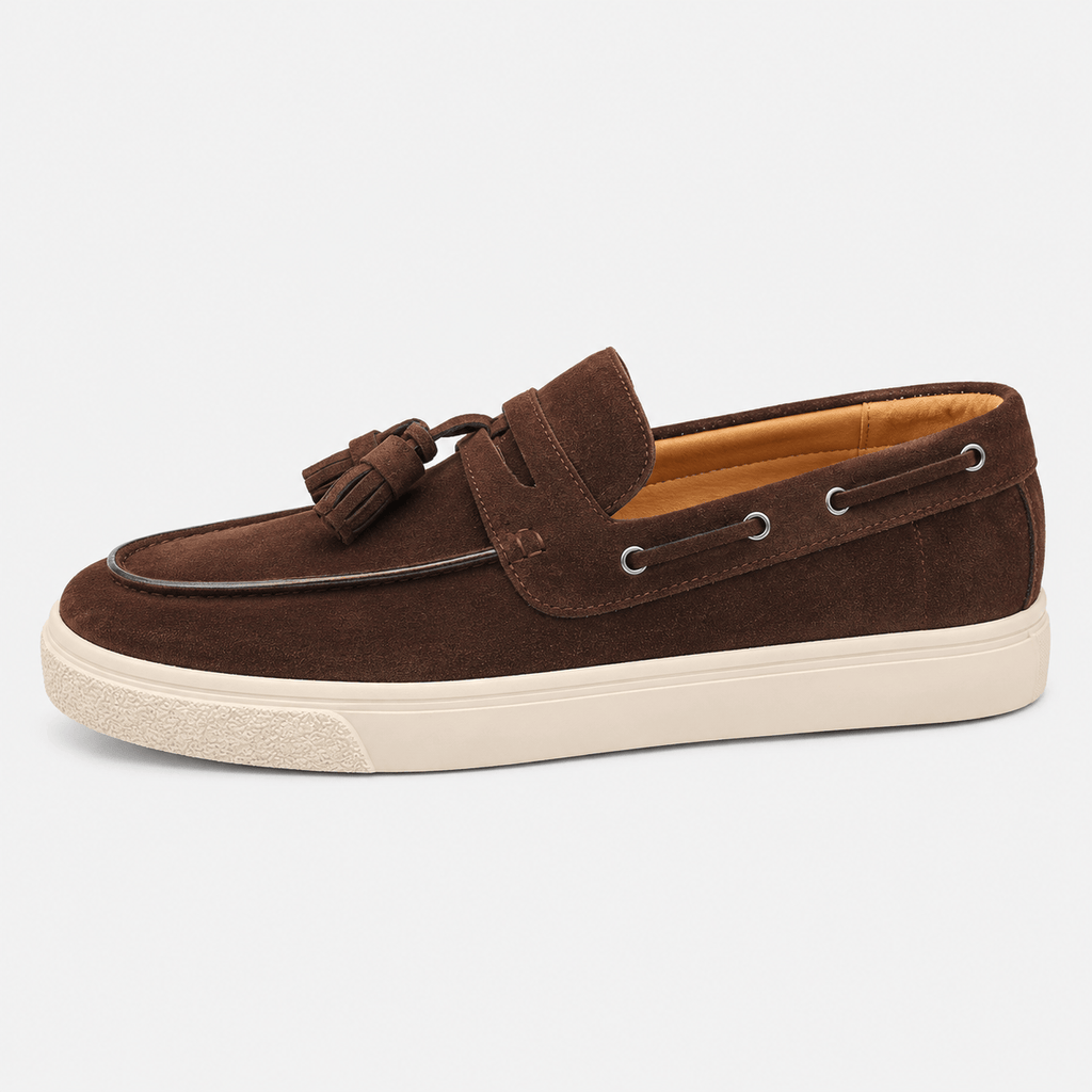 Ma boutique Mens Brown Suede Platform Loafers – Handmade Casual Driving Walking Moccasin Shoes