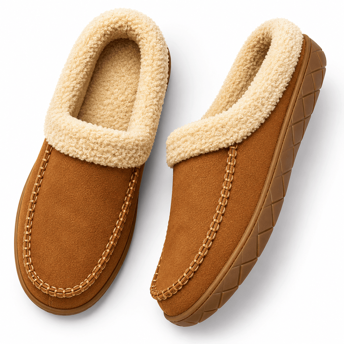 Ma boutique Mens Brown Winter Plush Warm Slippers – Soft Sole Indoor Bedroom Comfort Cotton Slides