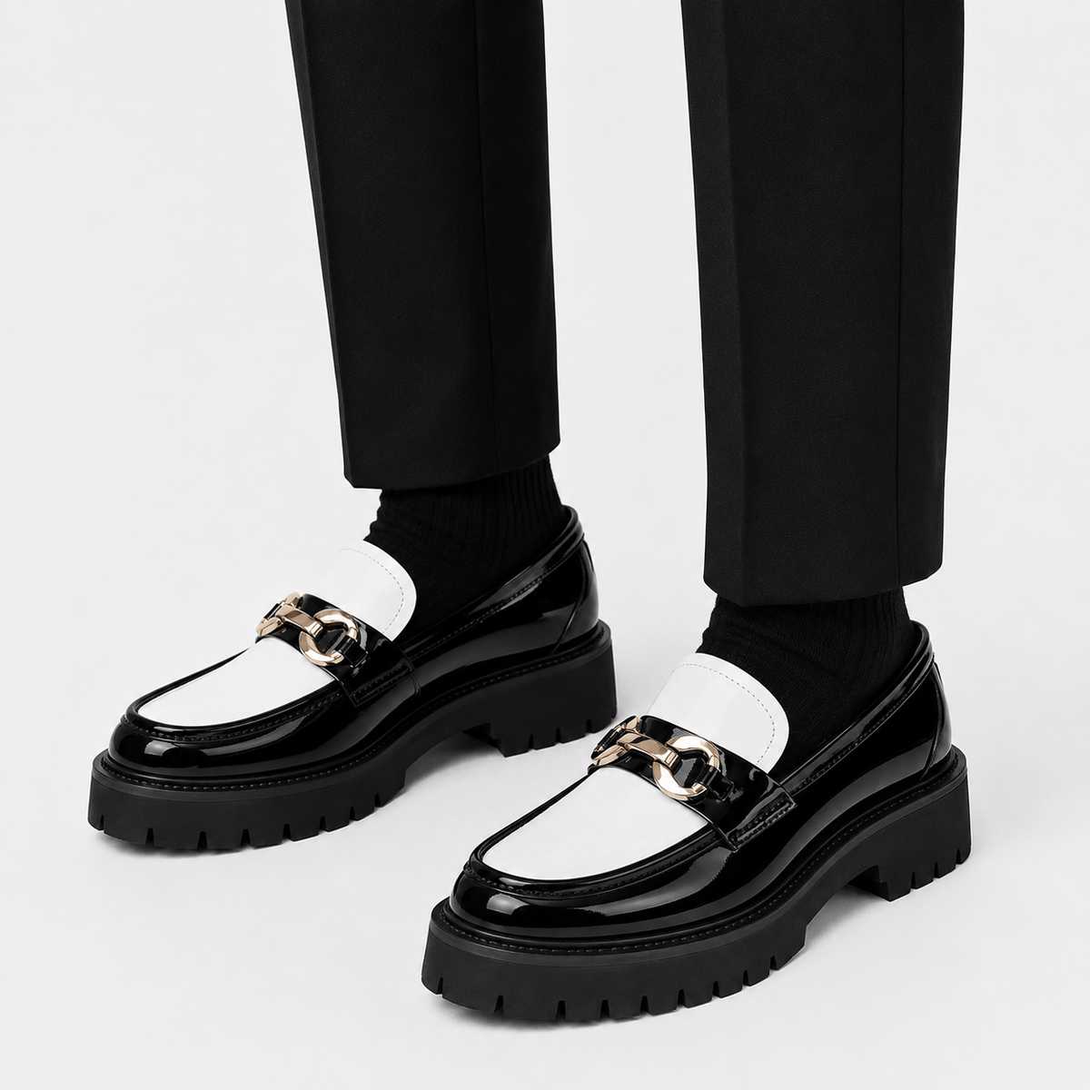 Ma boutique Mens Classic Penny Loafers – Metal Buckle Thick Sole Formal Business Shoes