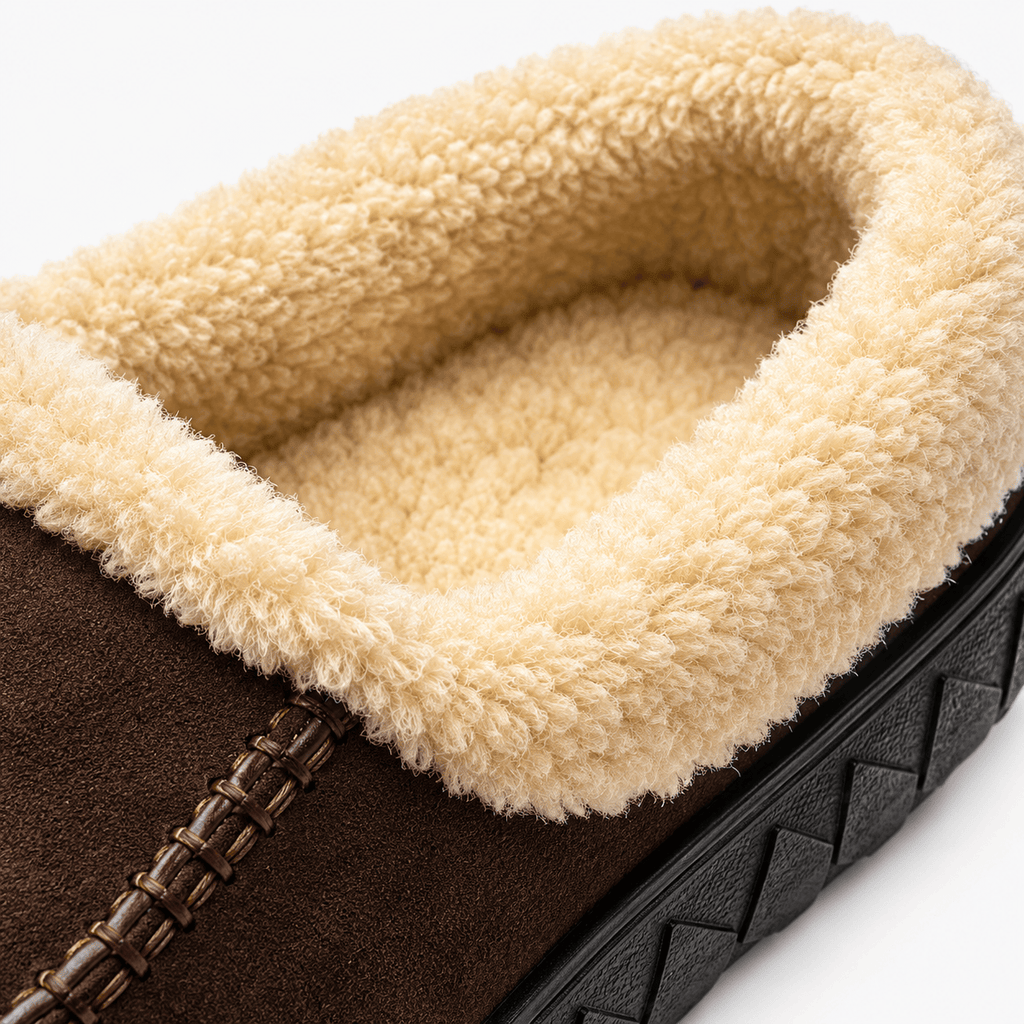 Ma boutique Mens Coffee Winter Plush Warm Slippers – Soft Sole Indoor Bedroom Comfort Cotton Slides