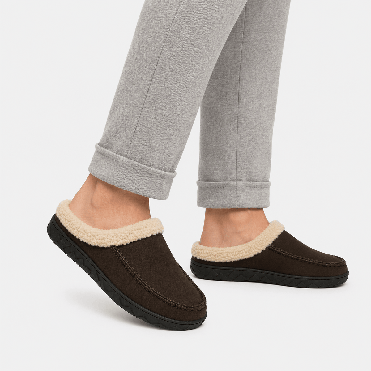 Ma boutique Mens Coffee Winter Plush Warm Slippers – Soft Sole Indoor Bedroom Comfort Cotton Slides