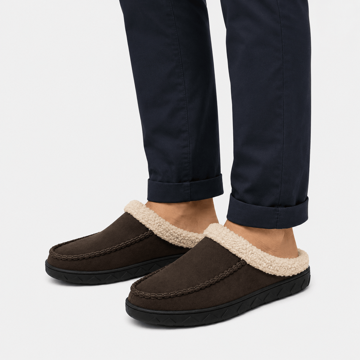 Ma boutique Mens Coffee Winter Plush Warm Slippers – Soft Sole Indoor Bedroom Comfort Cotton Slides