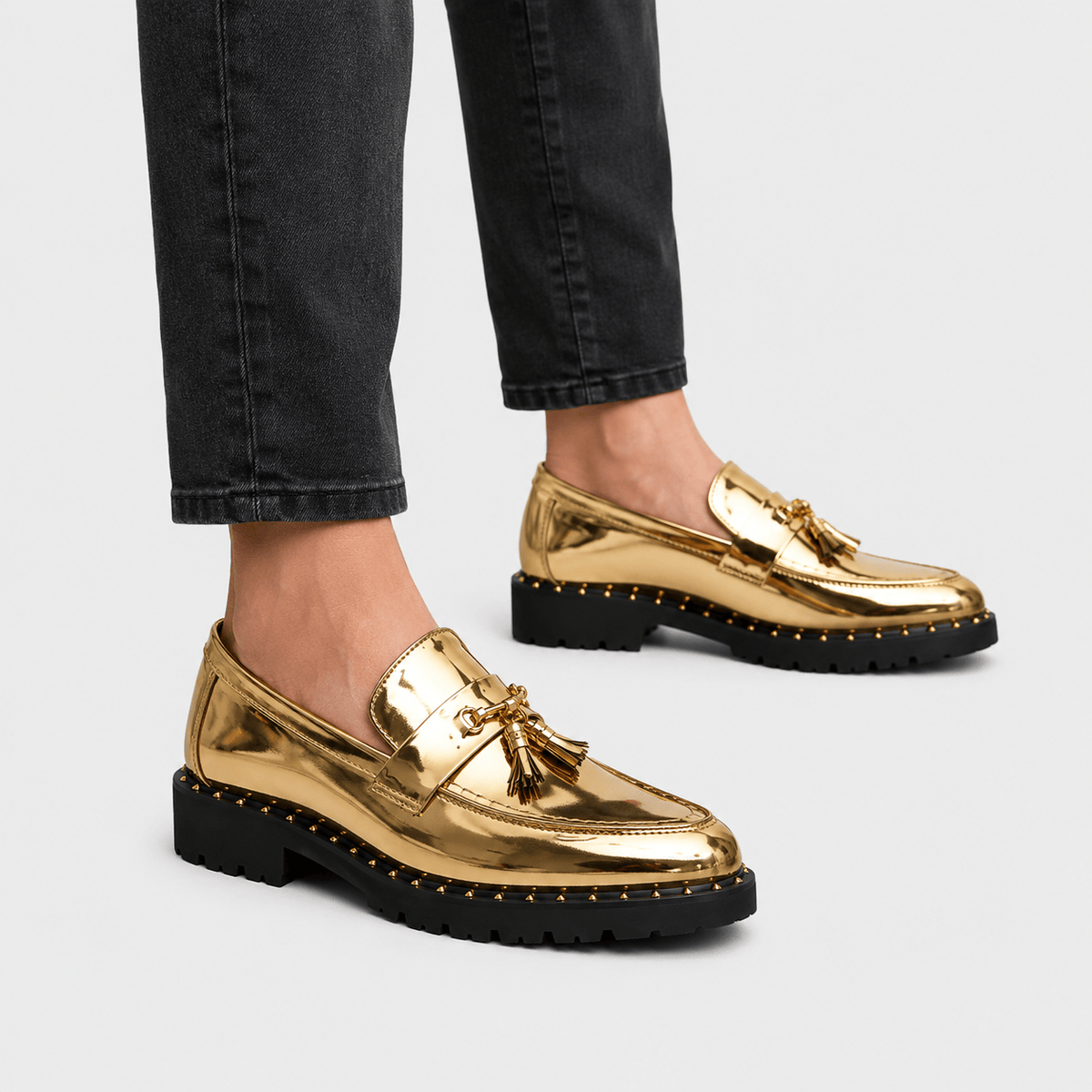 Ma boutique Mens Gold Tassel Loafers – Casual Slip-On Moccasin Dress Shoes