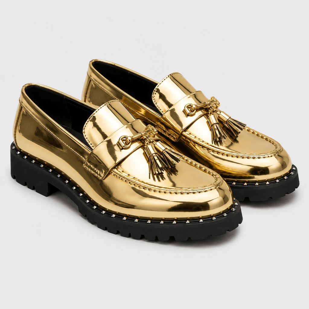 Ma boutique Mens Gold Tassel Loafers – Casual Slip-On Moccasin Dress Shoes
