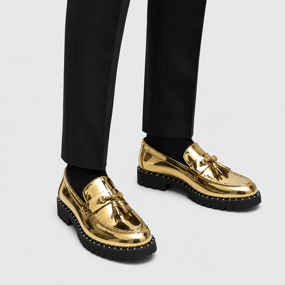 Ma boutique Mens Gold Tassel Loafers – Casual Slip-On Moccasin Dress Shoes