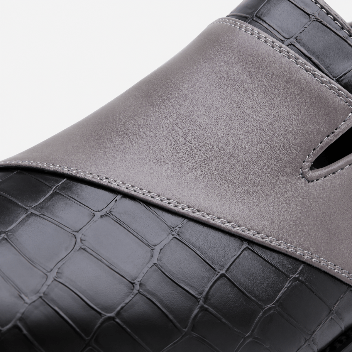 Ma boutique Mens Grey Breathable Leather Loafers – Classic Casual Dress Slip-On Shoes