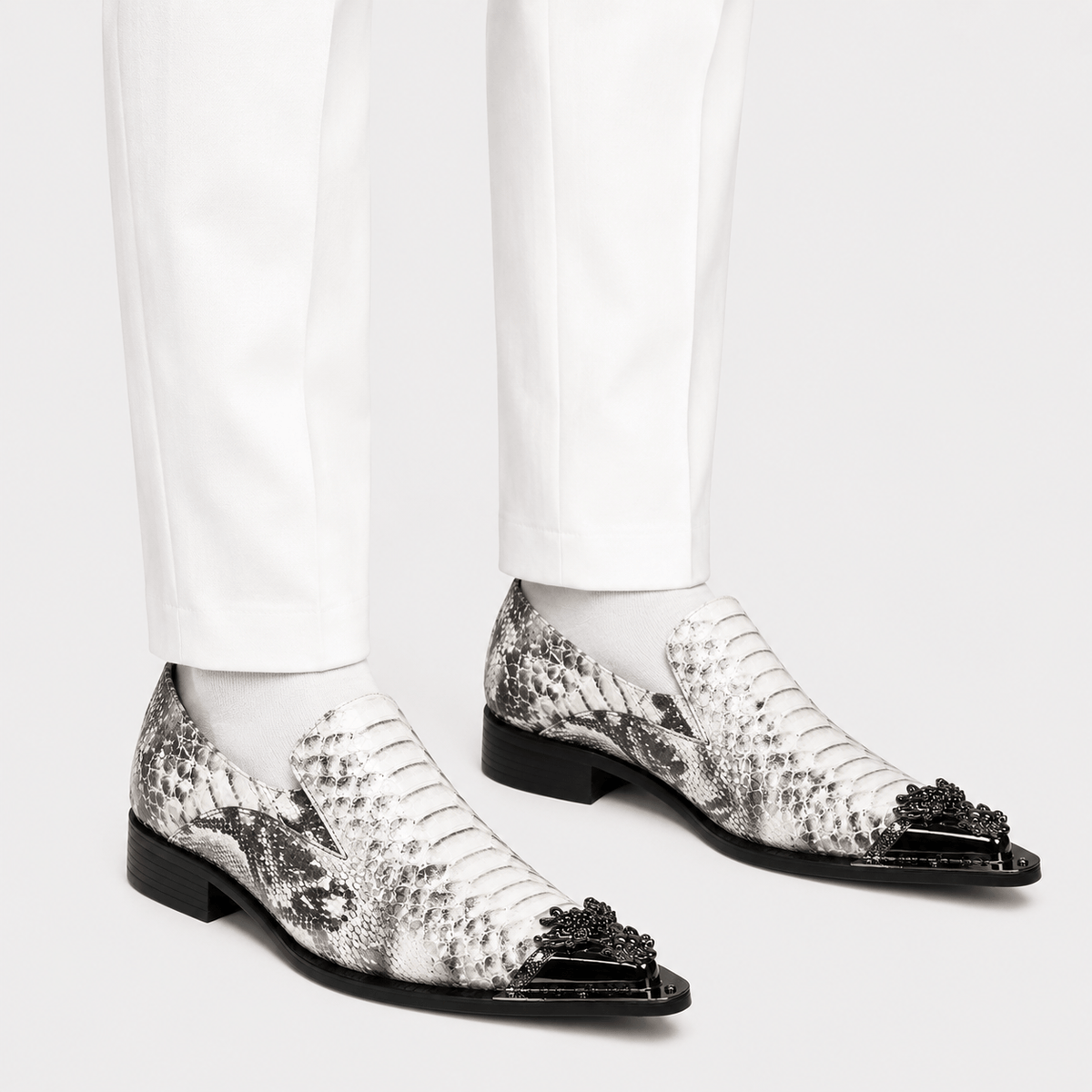 Ma boutique Mens Grey Patent Leather Loafers – Italian Style Slip-On Brown Formal Dress Shoes