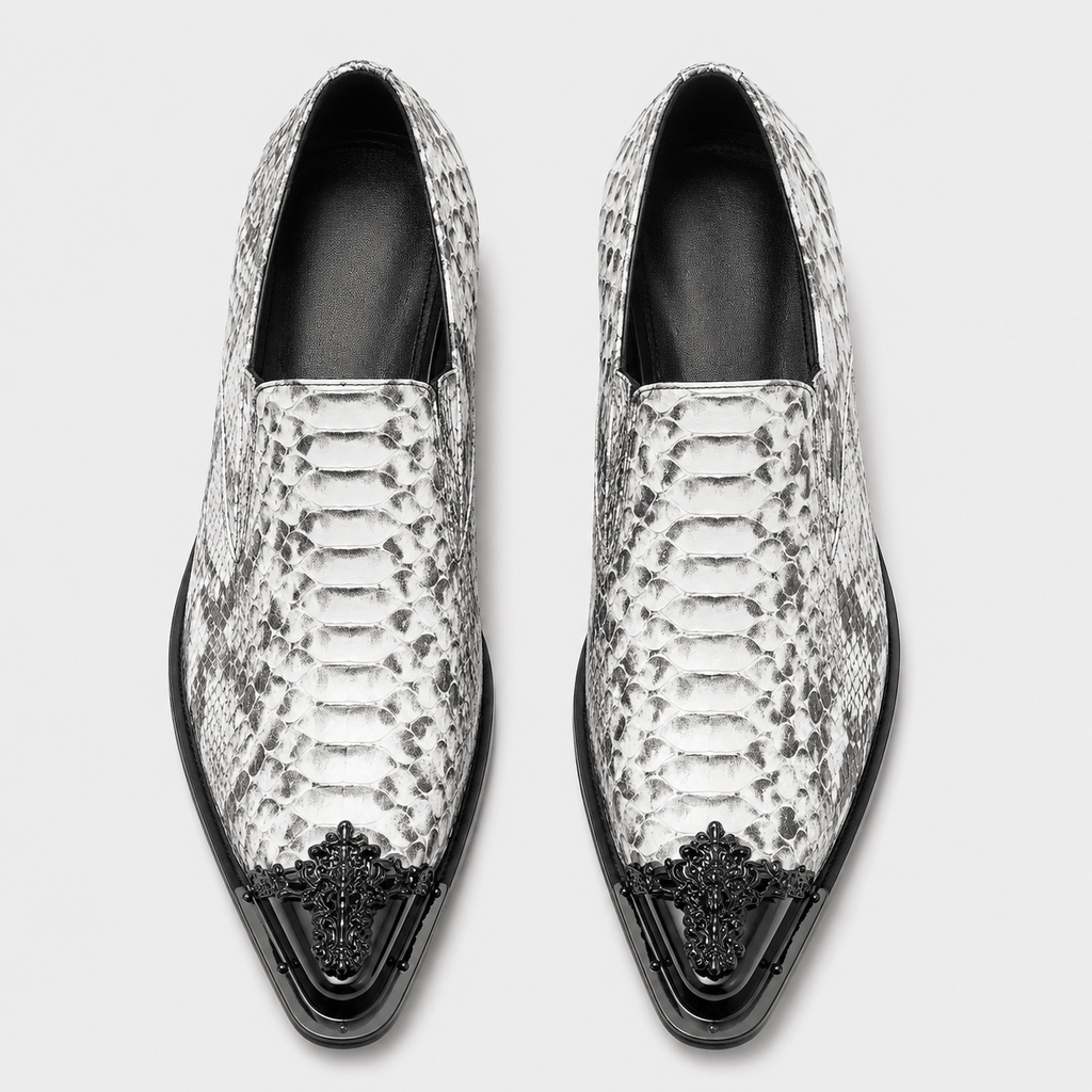 Ma boutique Mens Grey Patent Leather Loafers – Italian Style Slip-On Brown Formal Dress Shoes