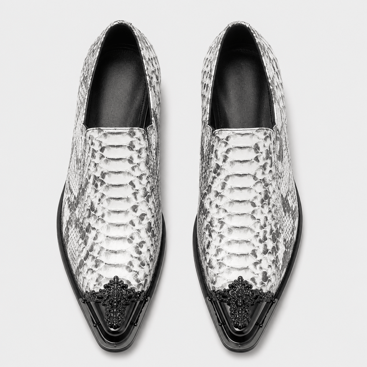 Ma boutique Mens Grey Patent Leather Loafers – Italian Style Slip-On Brown Formal Dress Shoes