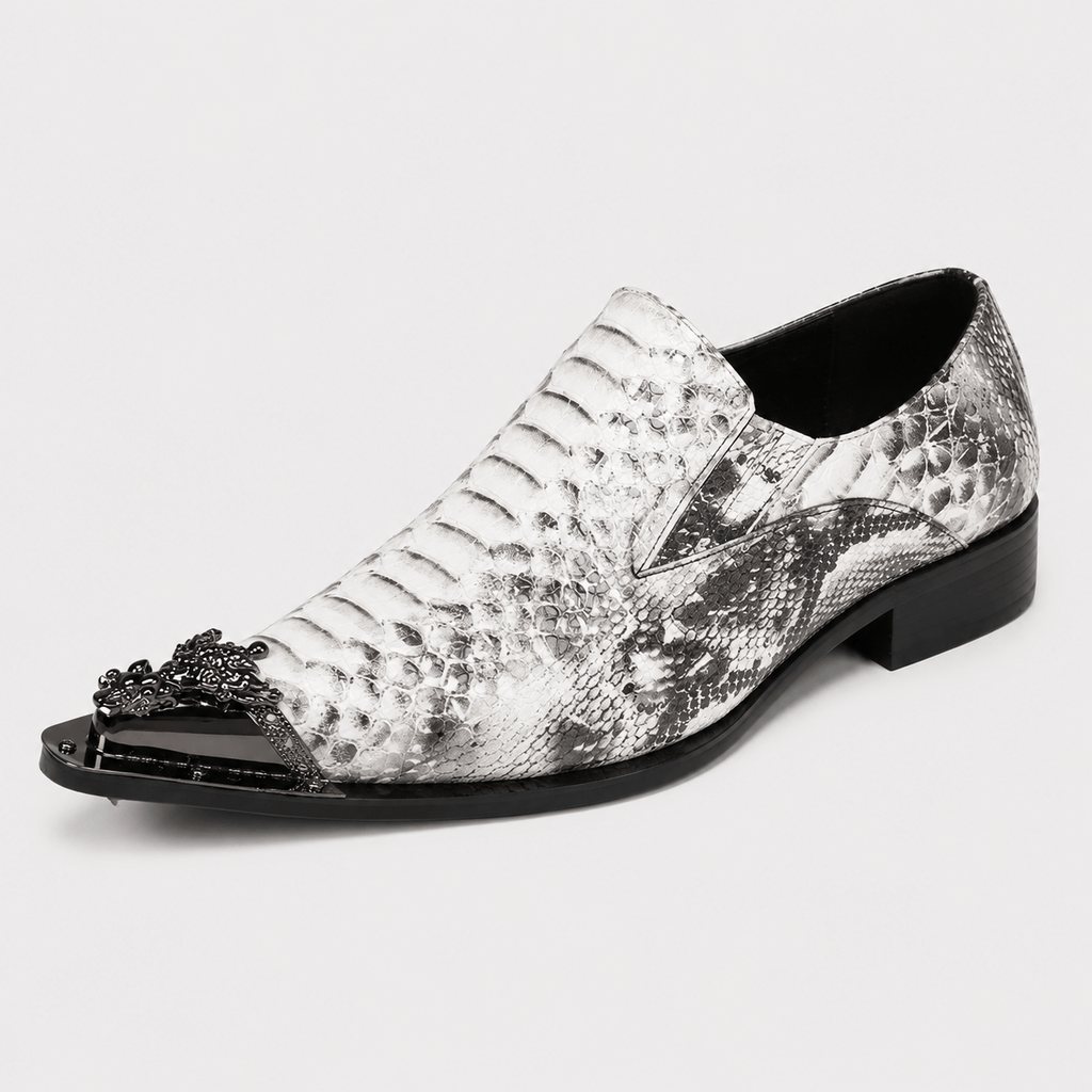 Ma boutique Mens Grey Patent Leather Loafers – Italian Style Slip-On Brown Formal Dress Shoes