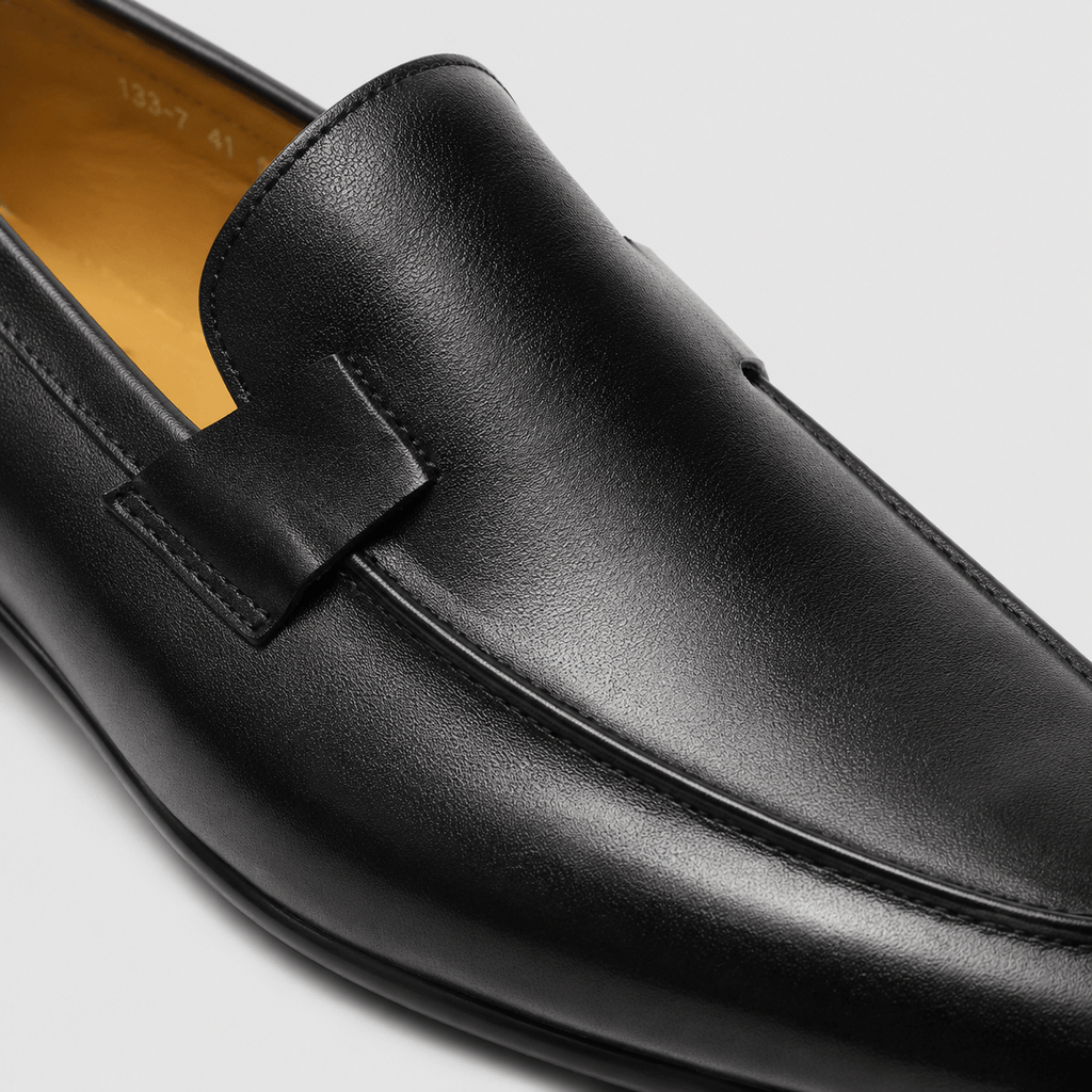 Ma boutique Mens Handmade Leather Loafers – Designer Black Business Casual Dress Shoes