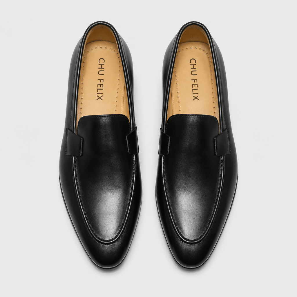 Ma boutique Mens Handmade Leather Loafers – Designer Black Business Casual Dress Shoes