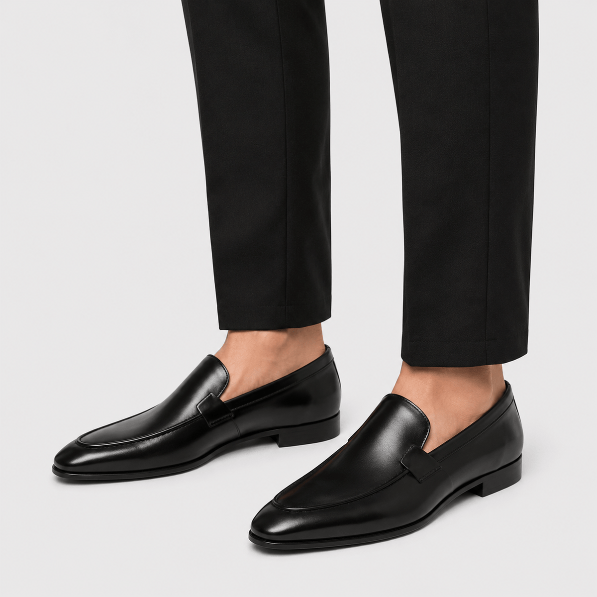 Ma boutique Mens Handmade Leather Loafers – Designer Black Business Casual Dress Shoes