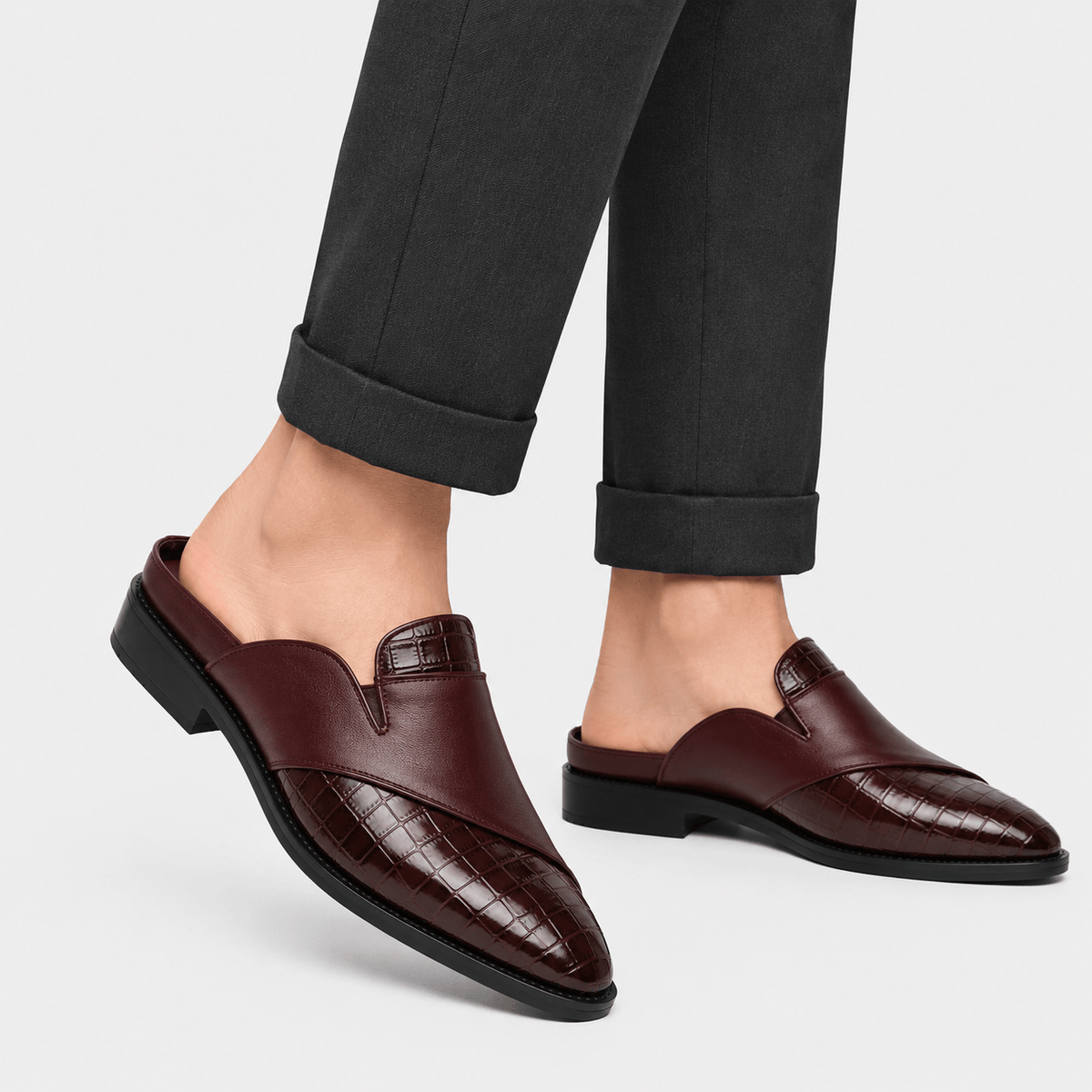 Ma boutique Mens Red Breathable Business Loafers – British Style Soft Sole Casual Slip-On