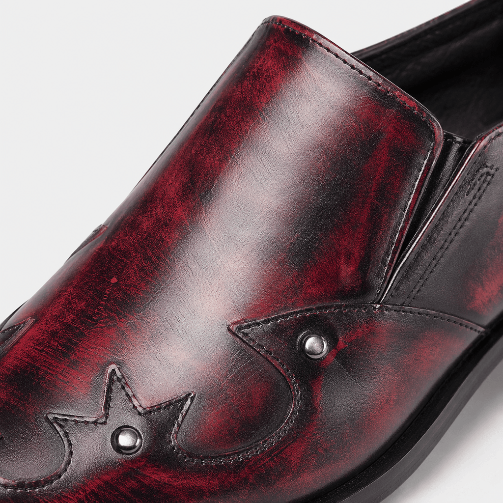 Ma boutique Mens Red Patent Leather Loafers – Italian Style Slip-On Brown Formal Dress Shoes