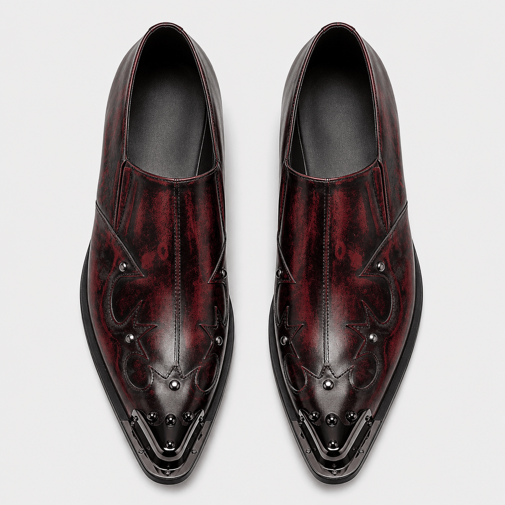 Ma boutique Mens Red Patent Leather Loafers – Italian Style Slip-On Brown Formal Dress Shoes