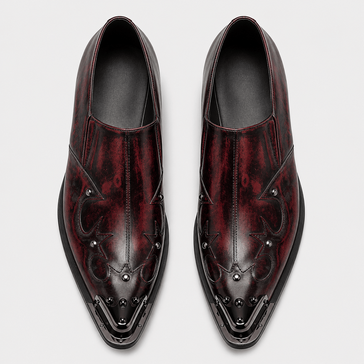 Ma boutique Mens Red Patent Leather Loafers – Italian Style Slip-On Brown Formal Dress Shoes