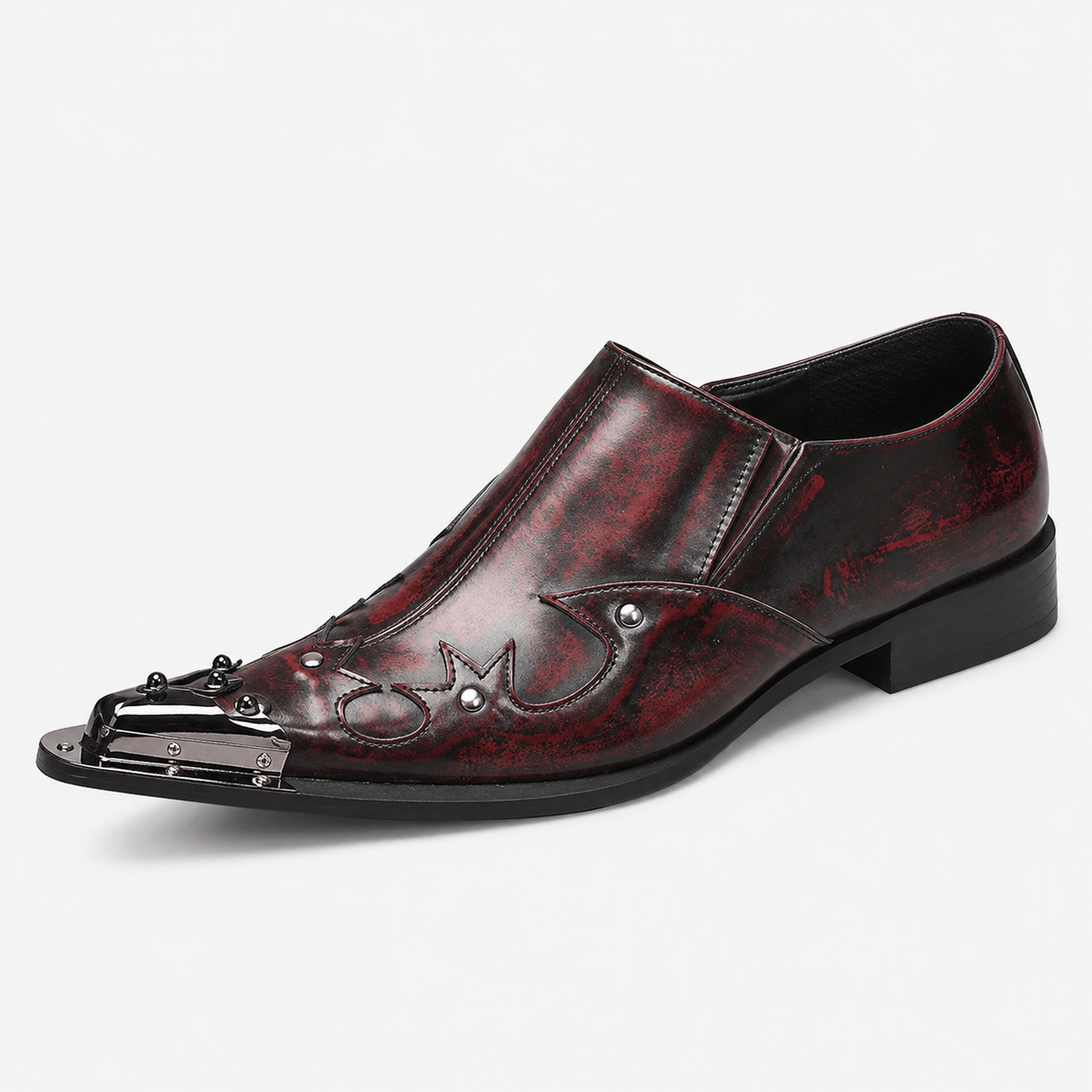Ma boutique Mens Red Patent Leather Loafers – Italian Style Slip-On Brown Formal Dress Shoes