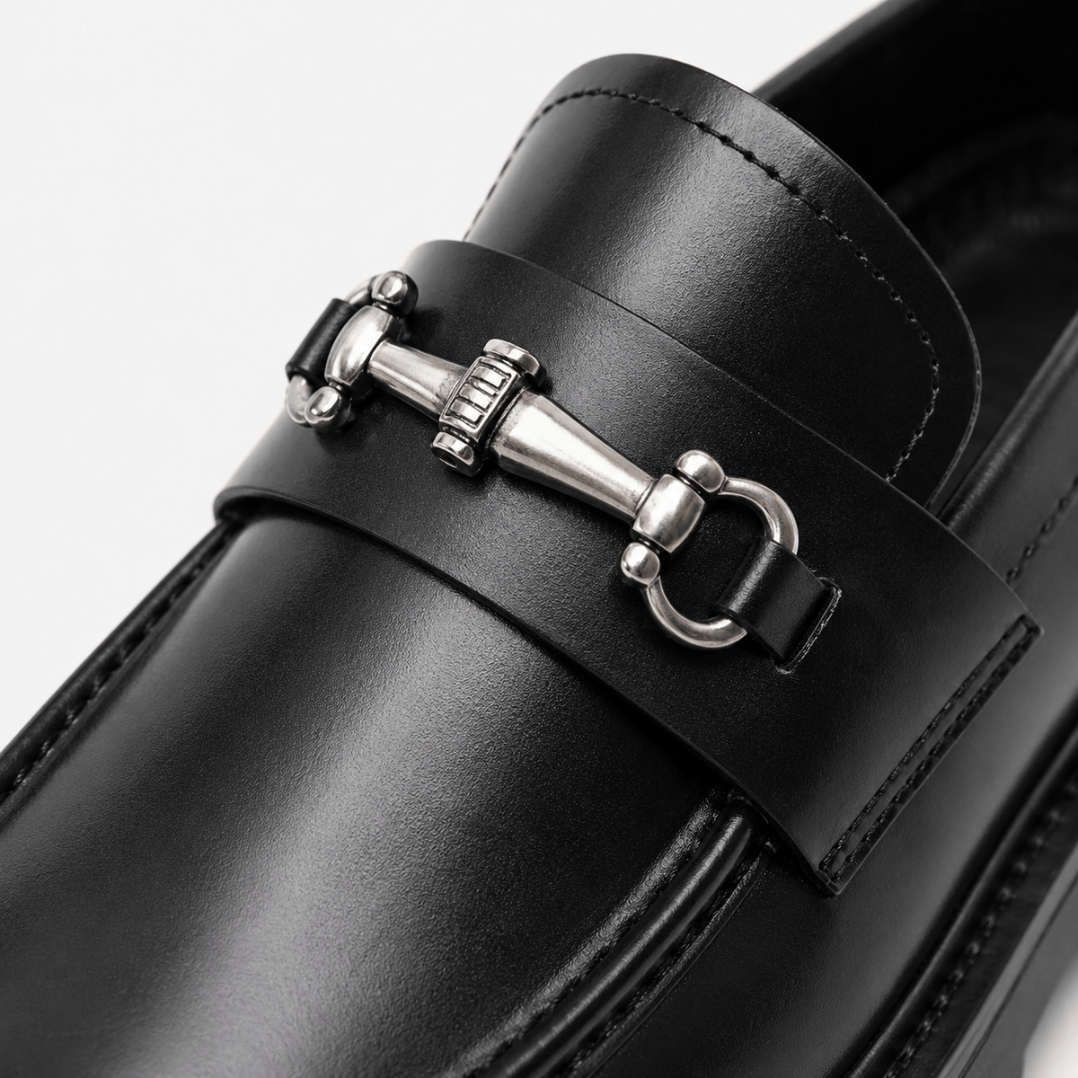 Ma boutique Mens Thick Sole Penny Loafers – Black Classic Buckle Slip-On Formal Business Dress Shoes