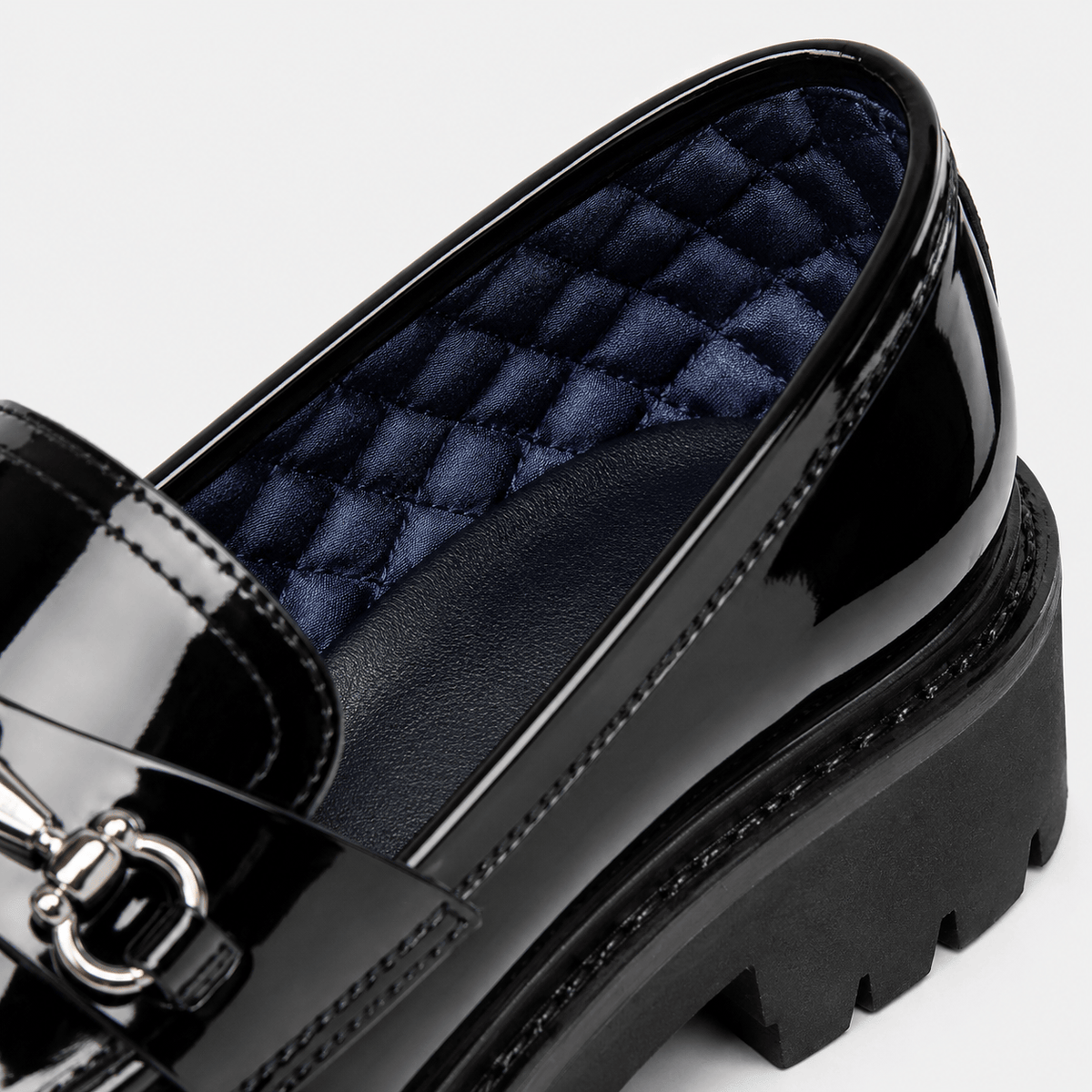Ma boutique Mens Thick Sole Penny Loafers – Black Glossy Buckle Slip-On Business Dress Shoes