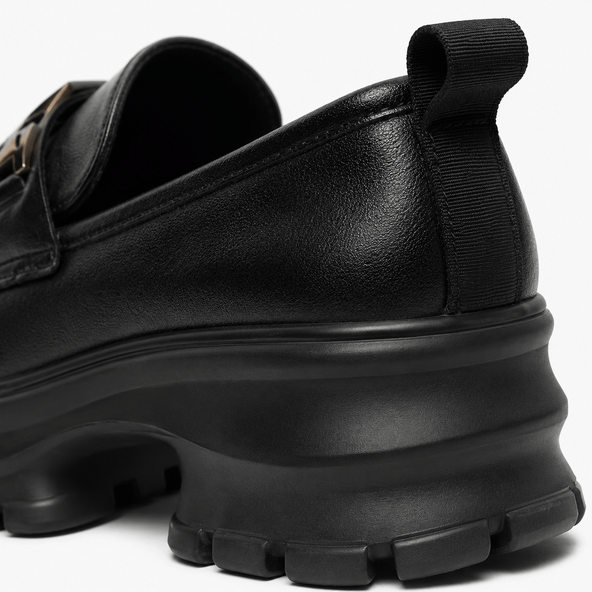 Ma boutique Women's Black Genuine Leather Platform Loafers – Black Thick Sole Casual Office Flat Shoes