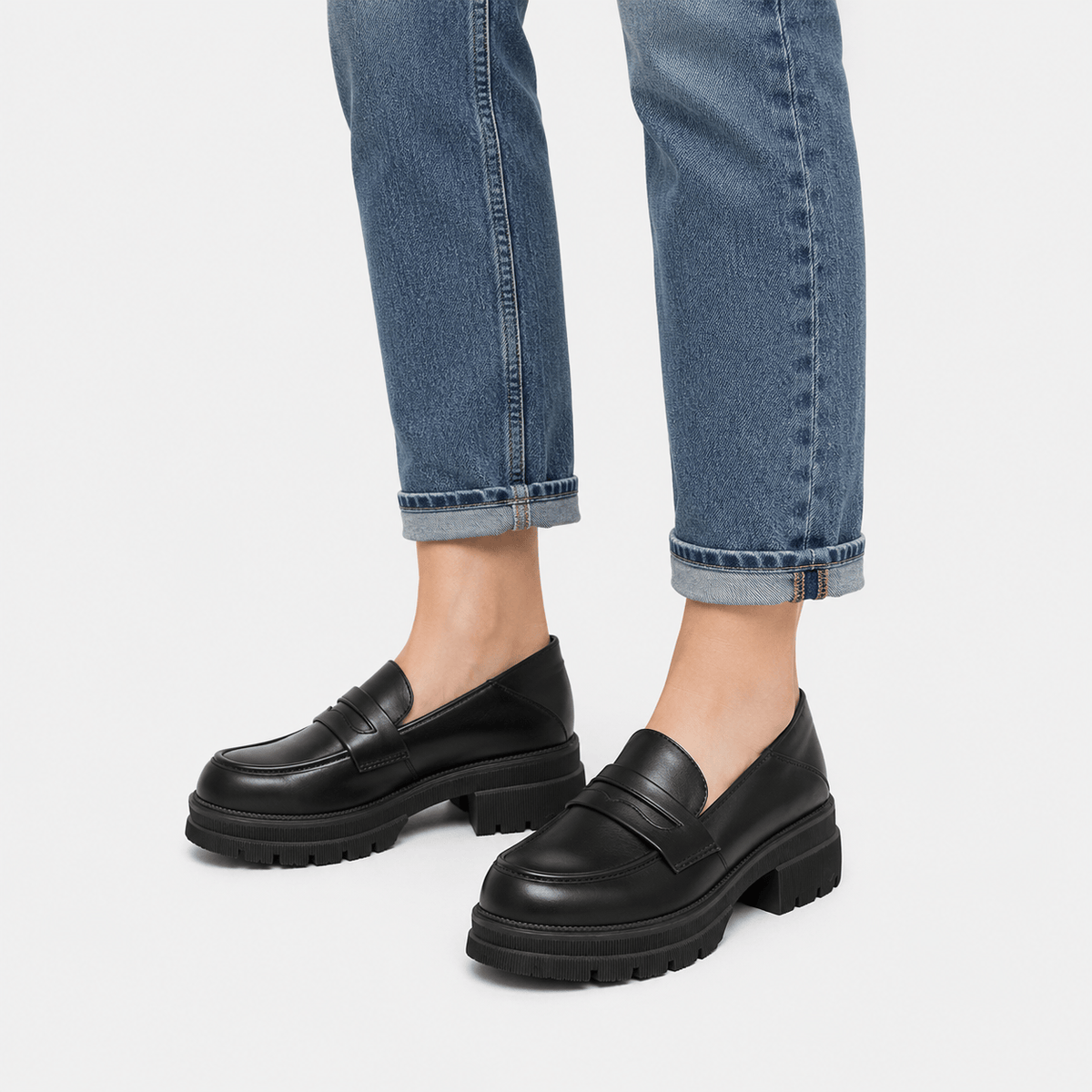 Ma boutique Women's Brown Platform Loafers Black – British Style Espadrilles for Daily & Commuting Wear