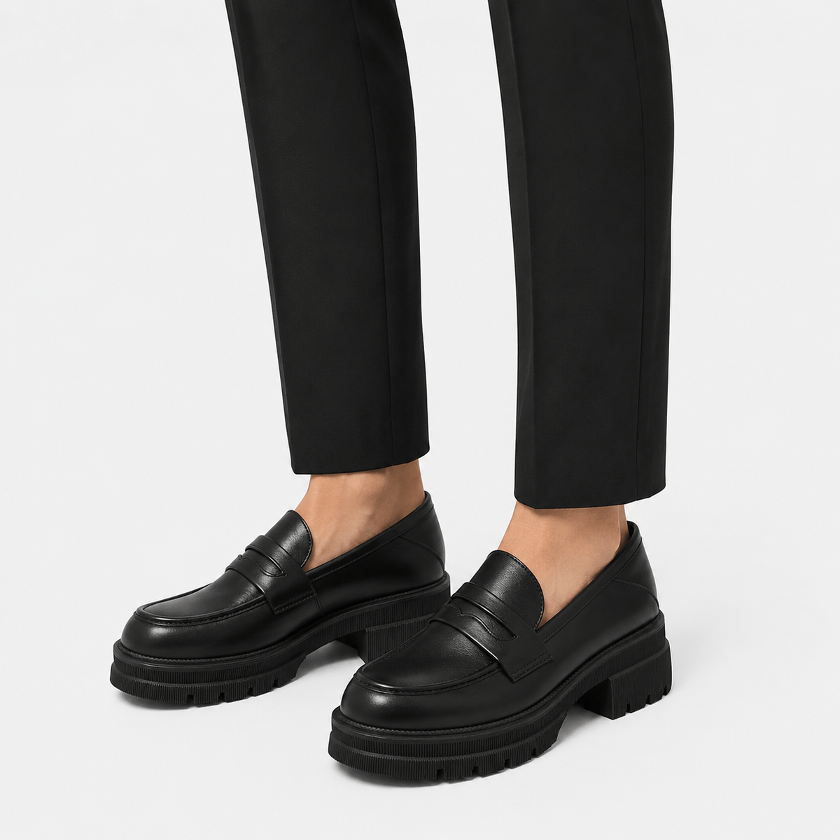 Ma boutique Women's Brown Platform Loafers Black – British Style Espadrilles for Daily & Commuting Wear