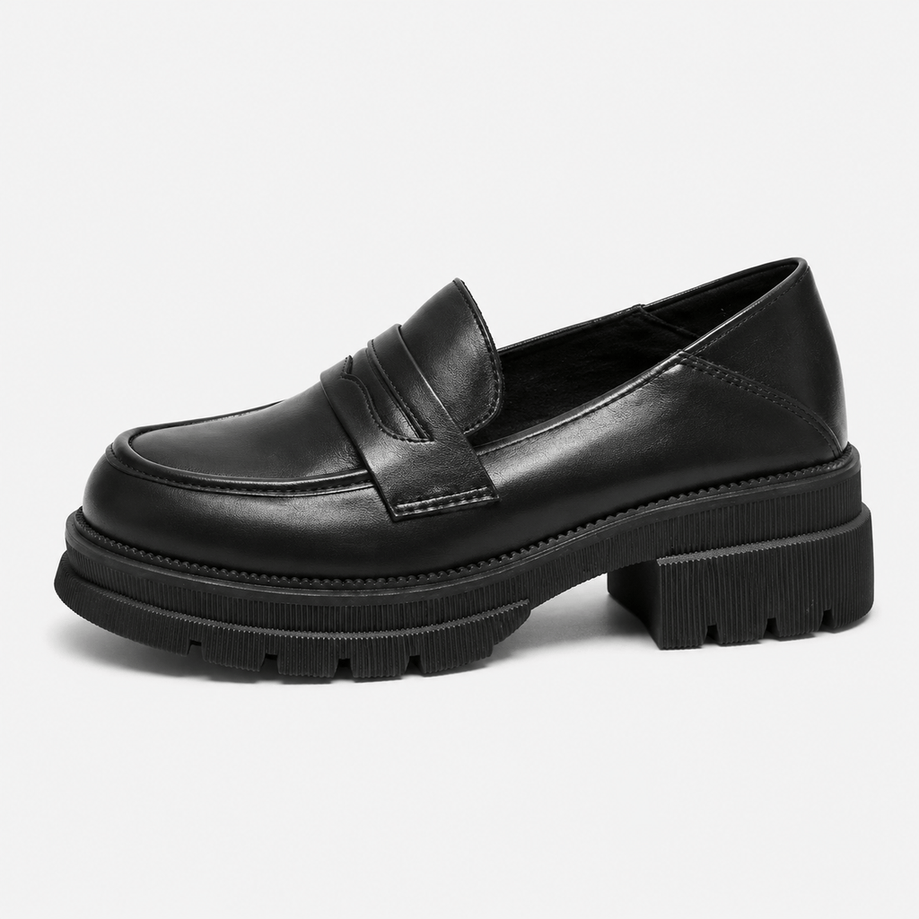 Ma boutique Women's Brown Platform Loafers Black – British Style Espadrilles for Daily & Commuting Wear