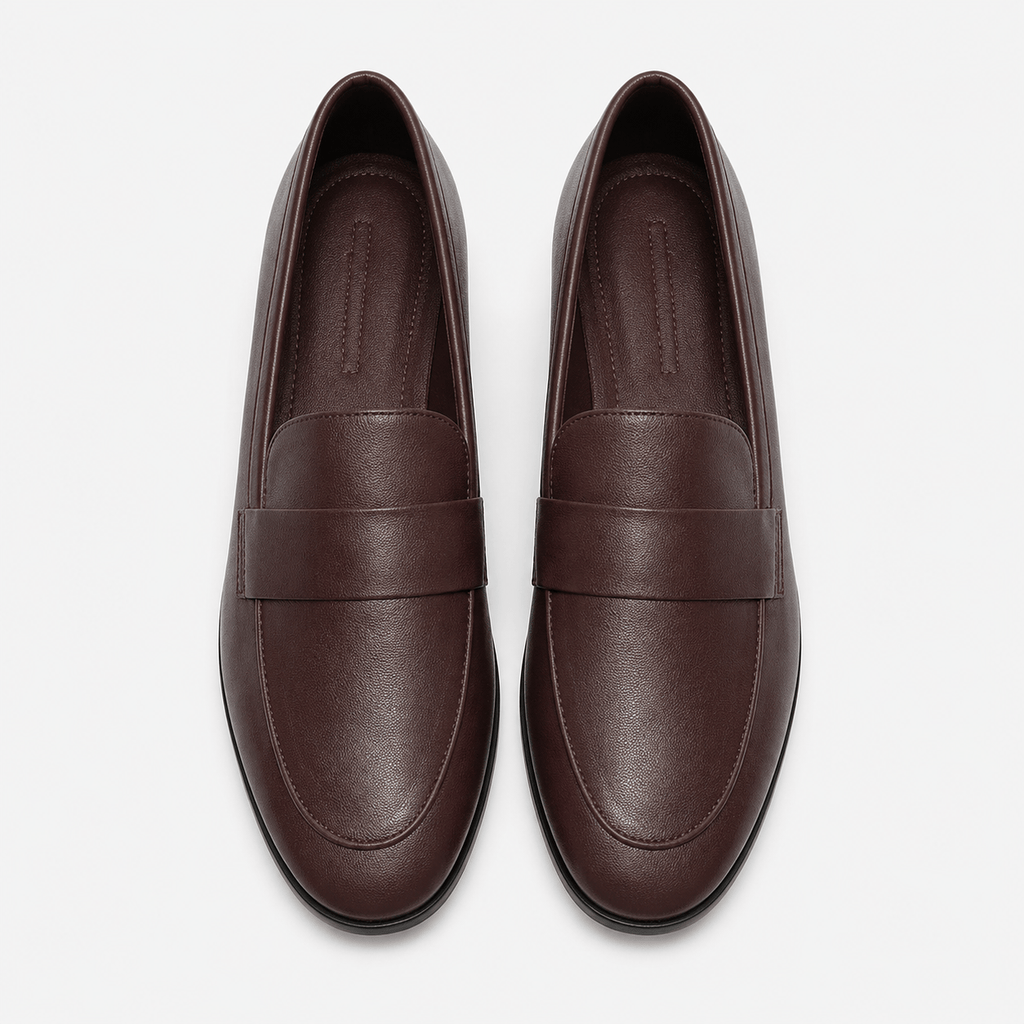 Ma boutique Women's Brown Vintage Leather Loafers – British Style Flat Slip-On Shoes