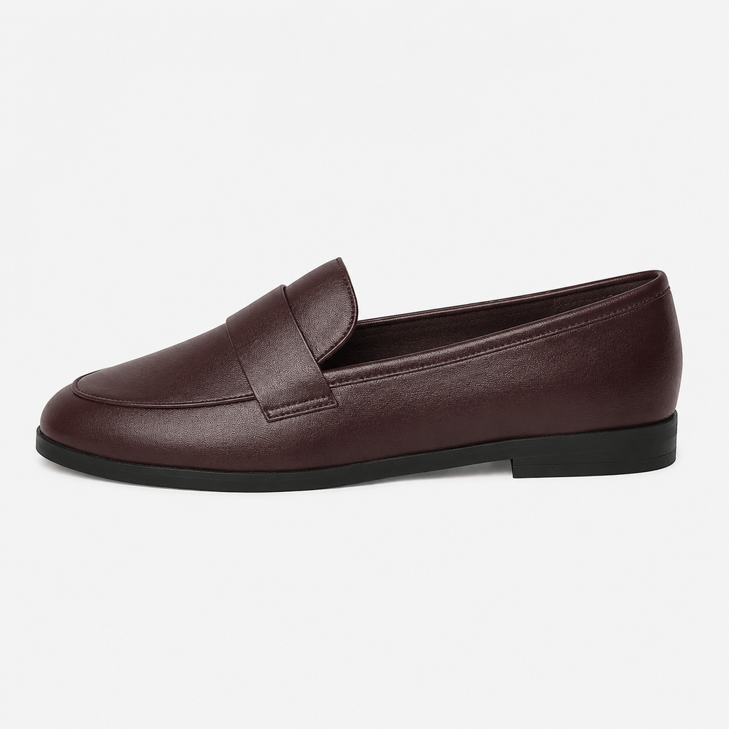 Ma boutique Women's Brown Vintage Leather Loafers – British Style Flat Slip-On Shoes