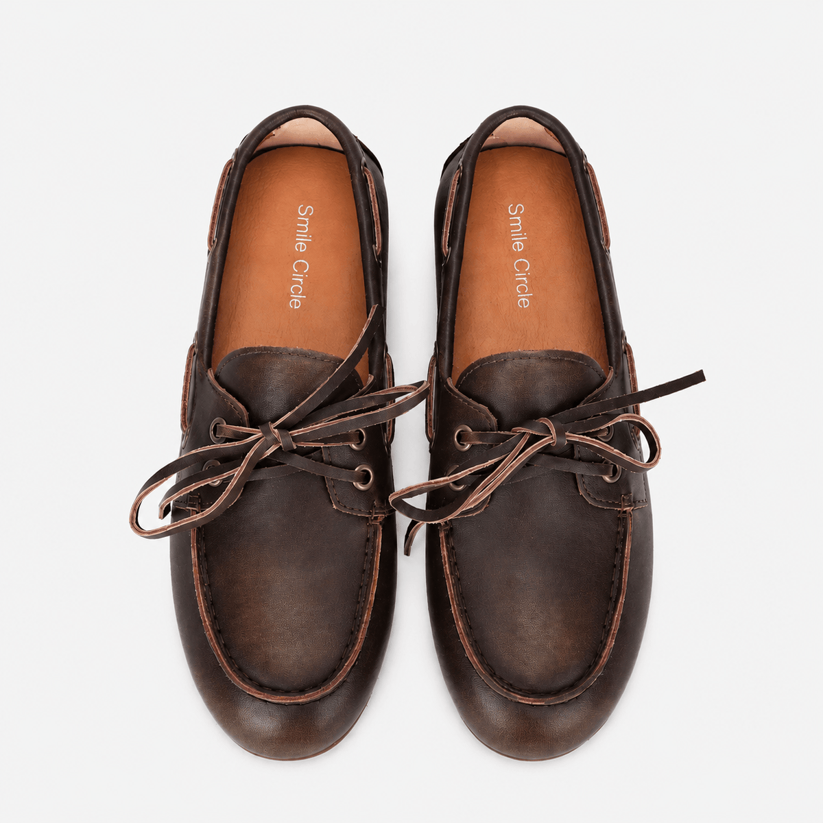 Ma boutique Women's Genuine Leather Boat Loafers – Brown Classic Flat Moccasin Shoes