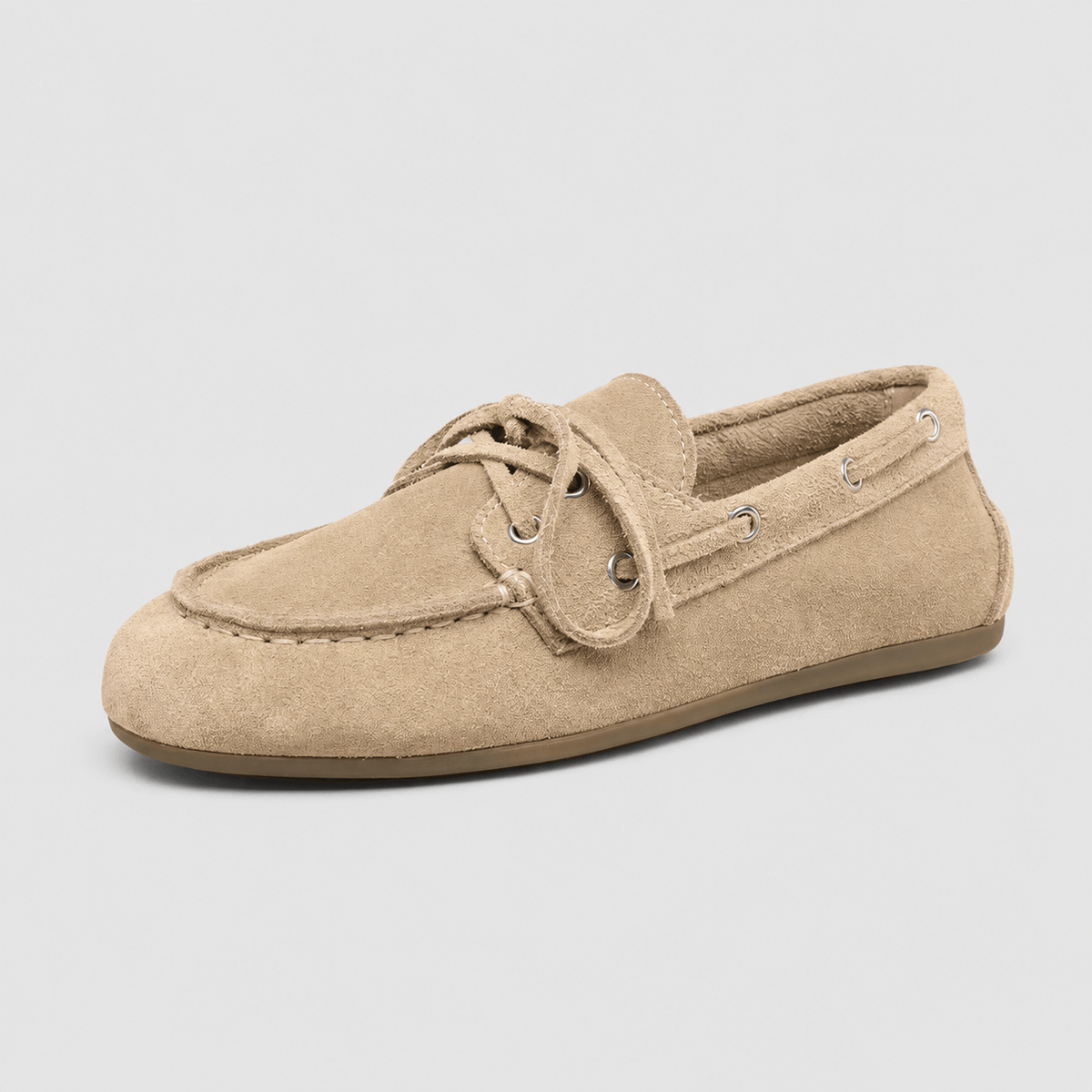 Ma boutique Women's Genuine Leather Boat Loafers – Brown Classic Flat Moccasin Shoes