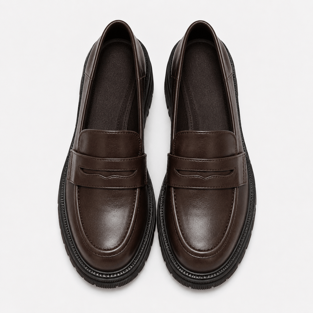 Ma boutique Women's Platform Loafers Brown – British Style Espadrilles for Daily & Commuting Wear