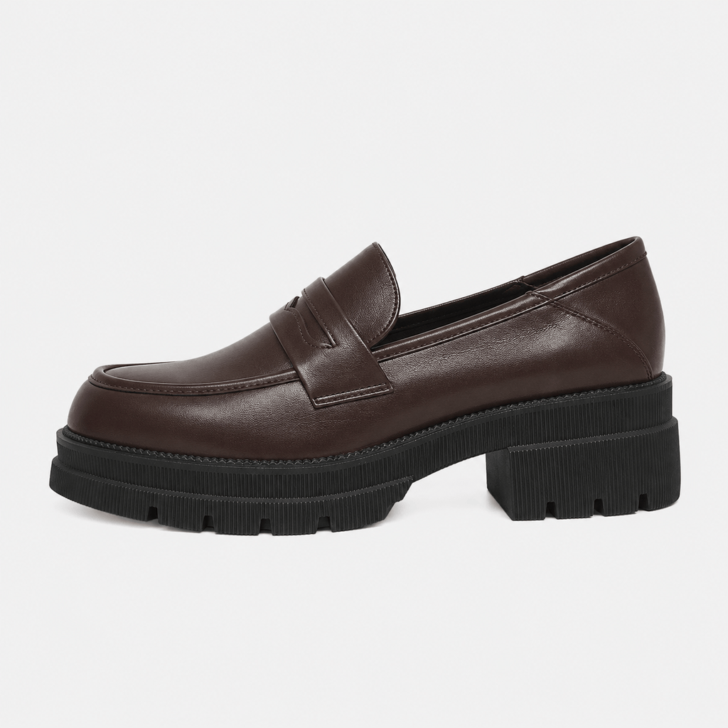 Ma boutique Women's Platform Loafers Brown – British Style Espadrilles for Daily & Commuting Wear