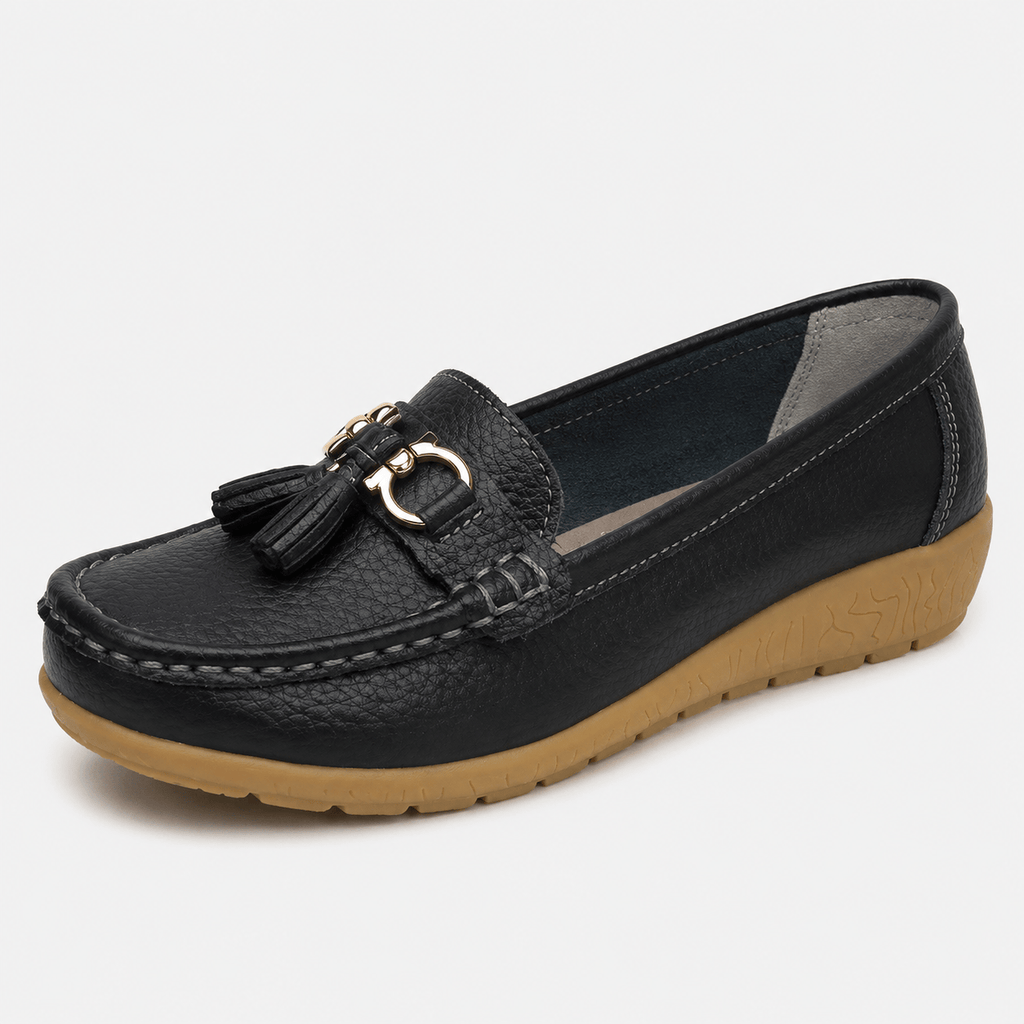 Ma boutique Women's Slip-On Loafers – Black Casual Flat Moccasin Shoes for Everyday Wear
