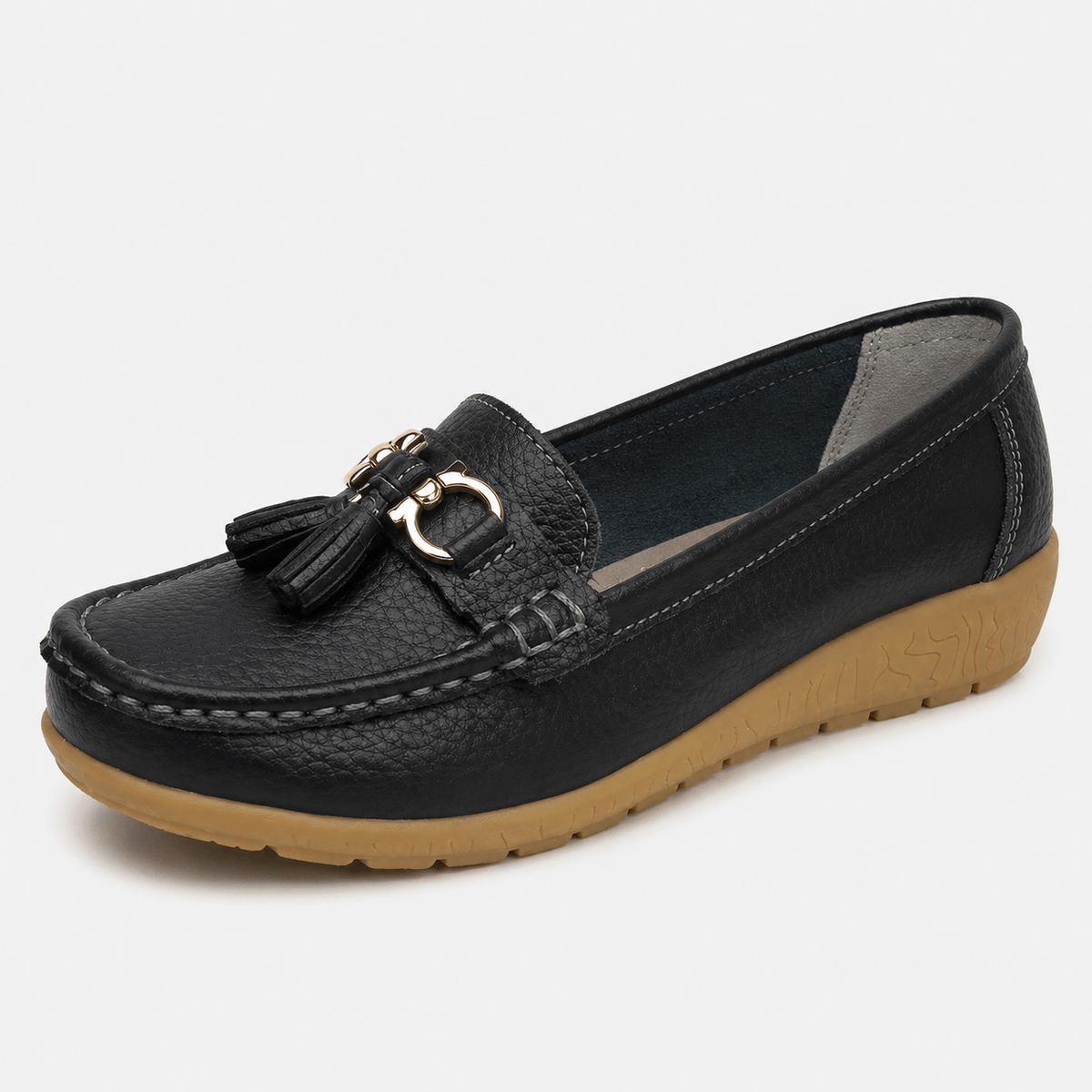 Ma boutique Women's Slip-On Loafers – Black Casual Flat Moccasin Shoes for Everyday Wear