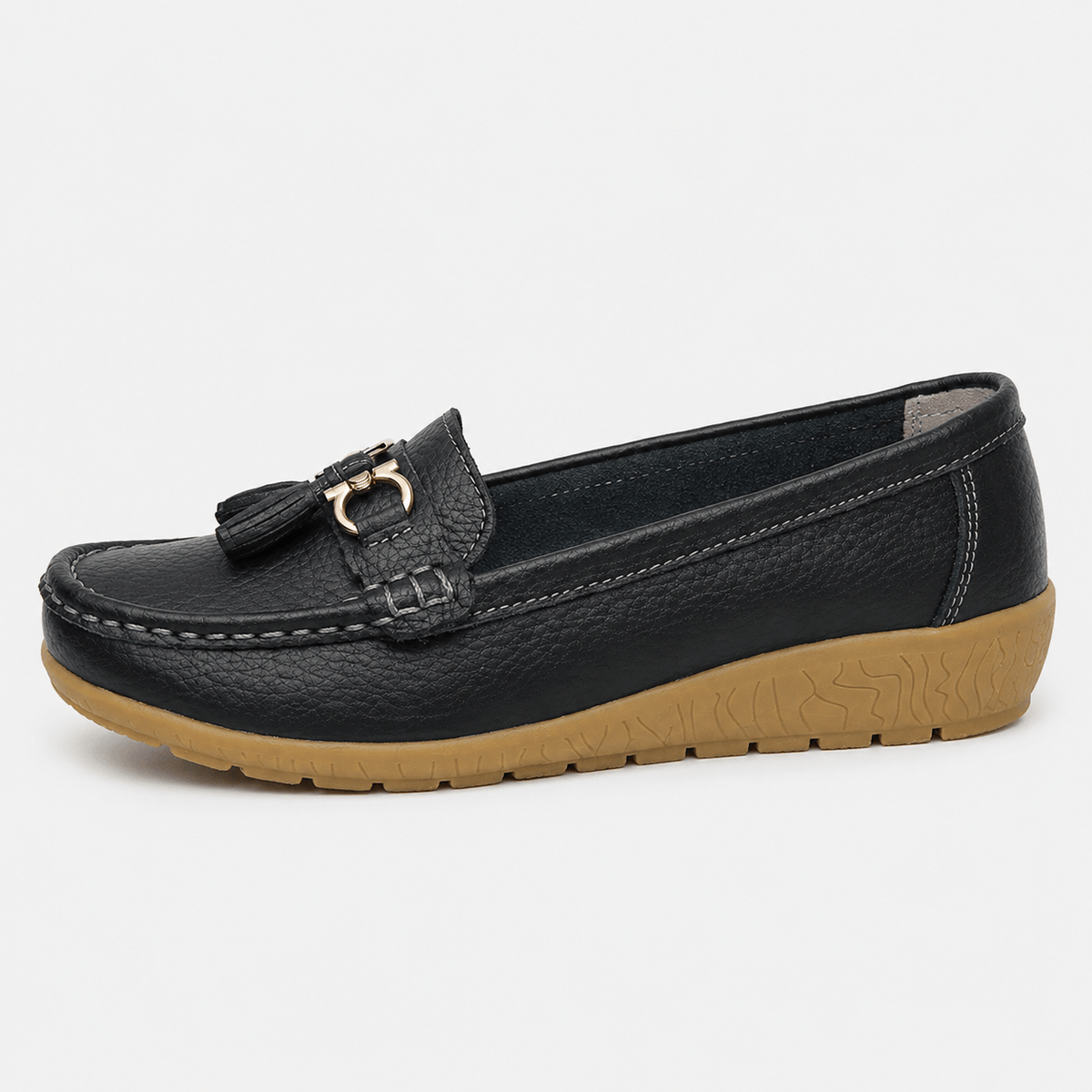 Ma boutique Women's Slip-On Loafers – Black Casual Flat Moccasin Shoes for Everyday Wear