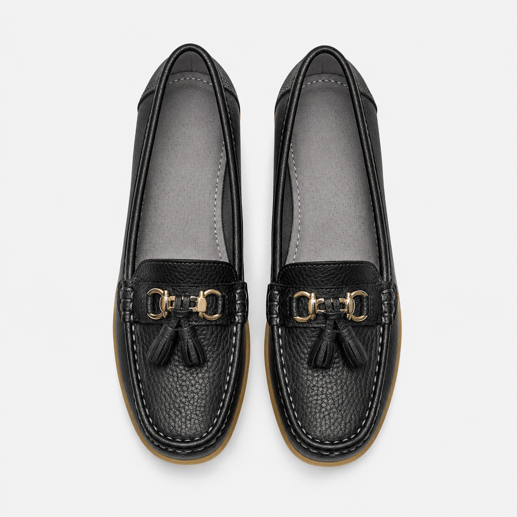 Ma boutique Women's Slip-On Loafers – Black Casual Flat Moccasin Shoes for Everyday Wear