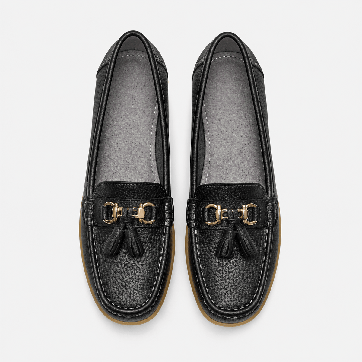 Ma boutique Women's Slip-On Loafers – Black Casual Flat Moccasin Shoes for Everyday Wear