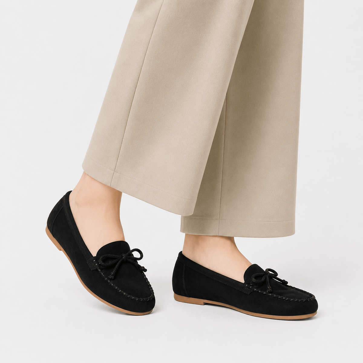Ma boutique Women's Suede Slip-On Loafers – Flat Ballet Shoes for Everyday Casual Wear