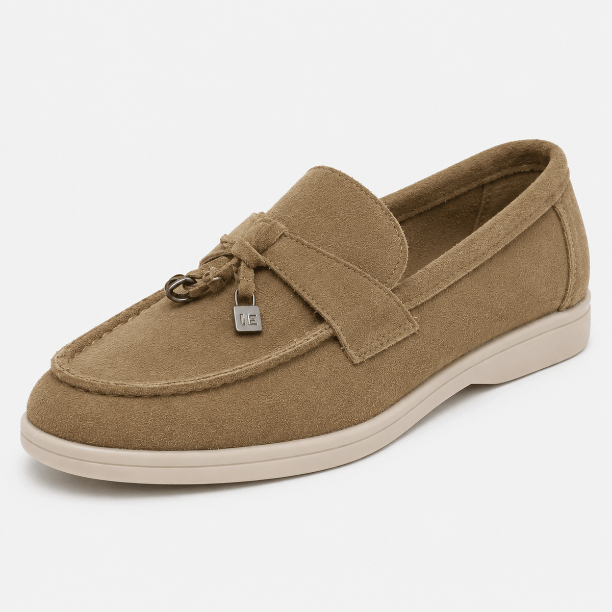 Ma boutique Women's Suede Tassel Loafers – Beige Flat Slip-On Mule Driving Shoes
