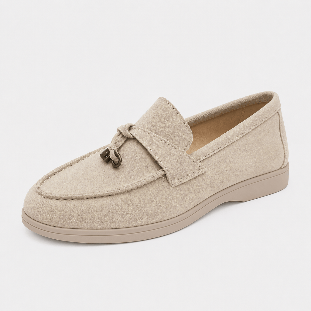 Ma boutique Women's Suede Tassel Loafers – Beige Flat Slip-On Mule Driving Shoes