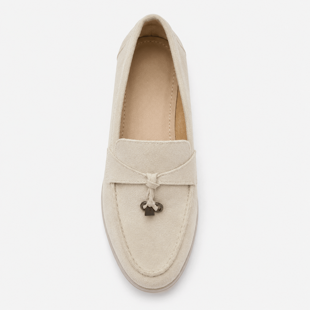 Ma boutique Women's Suede Tassel Loafers – Beige Flat Slip-On Mule Driving Shoes