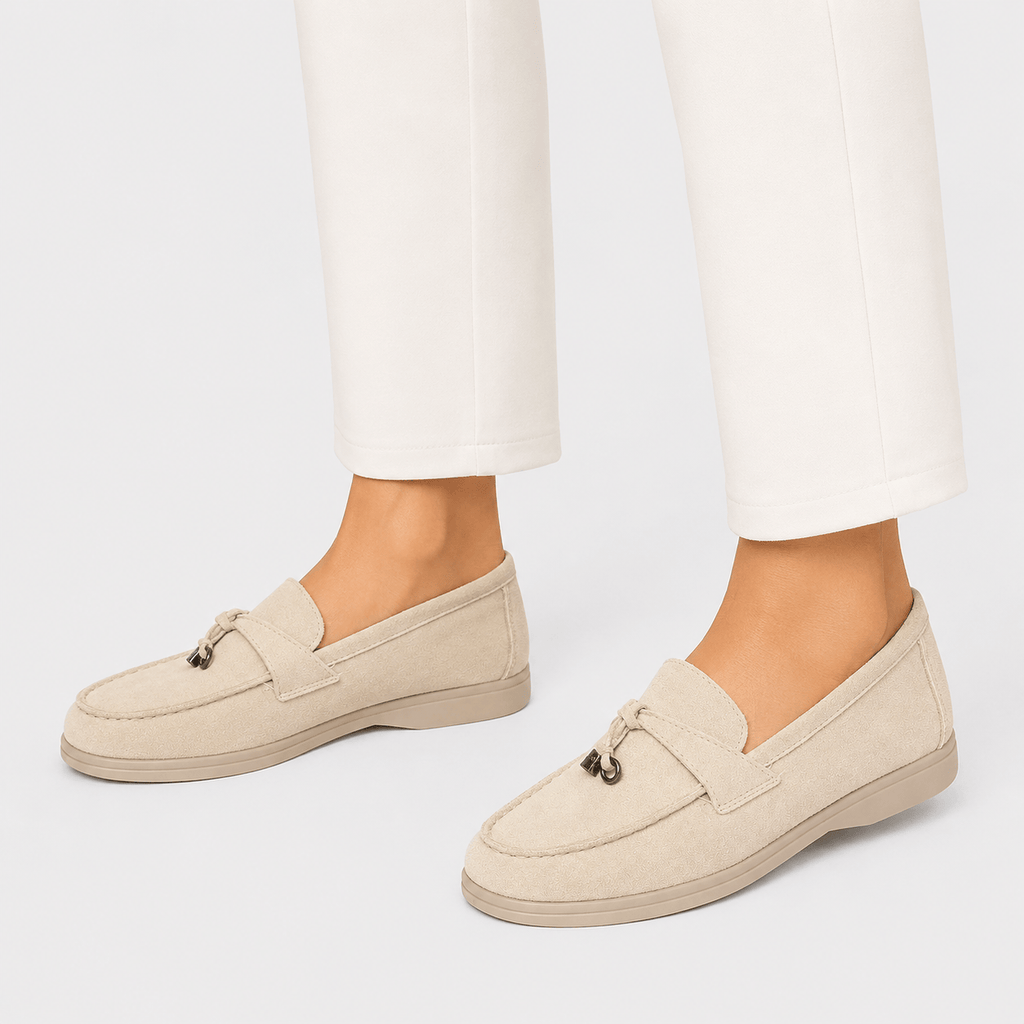 Ma boutique Women's Suede Tassel Loafers – Beige Flat Slip-On Mule Driving Shoes