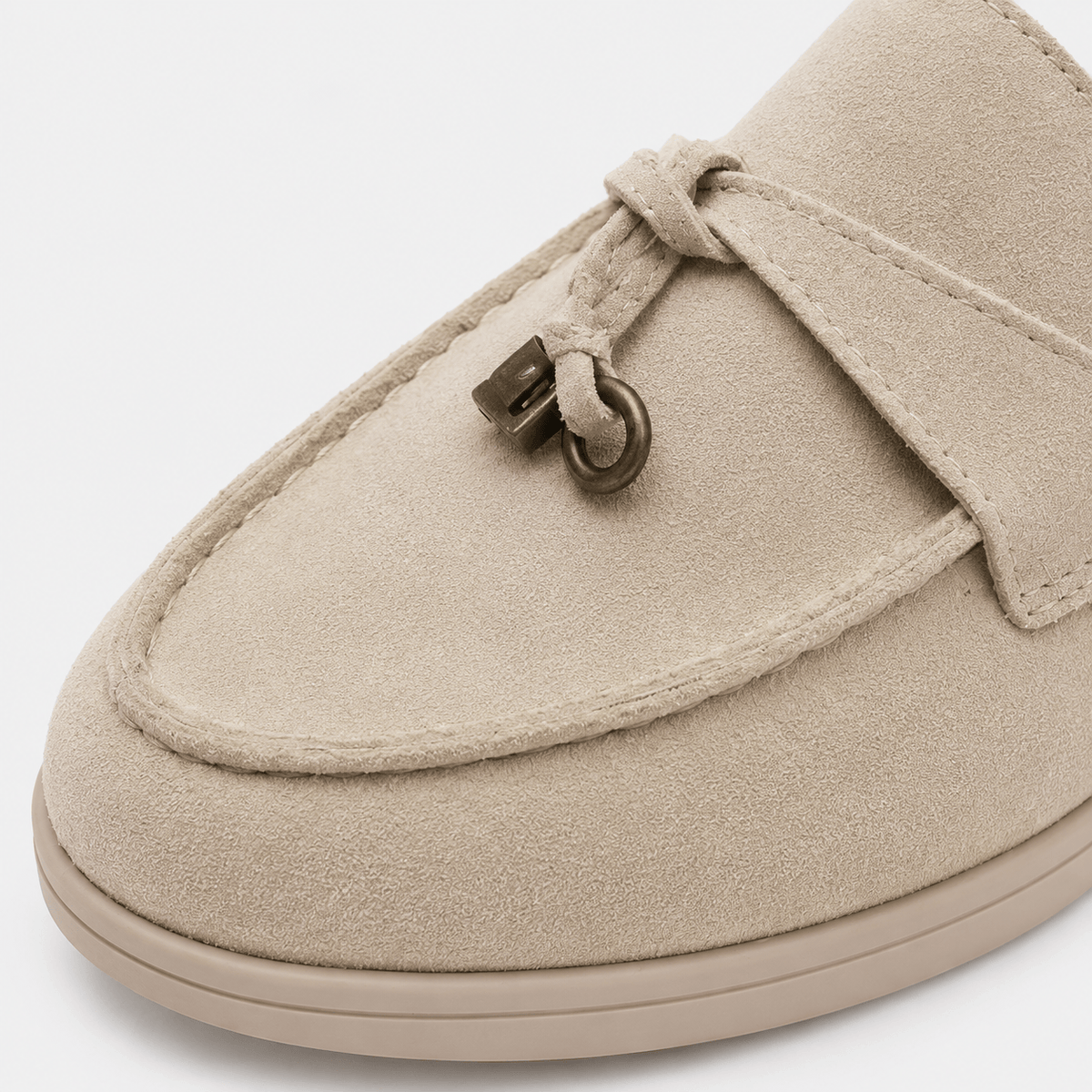 Ma boutique Women's Suede Tassel Loafers – Beige Flat Slip-On Mule Driving Shoes