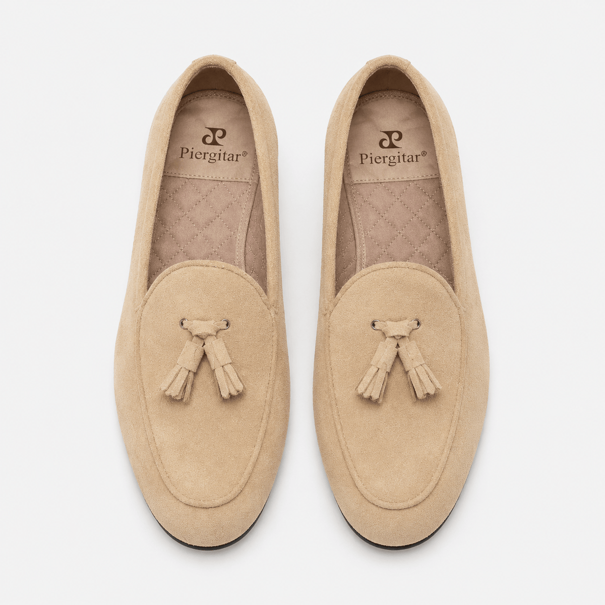 Ma boutique Womens Beige Suede Tassel Loafers – Casual Slip-On Smoking Shoes