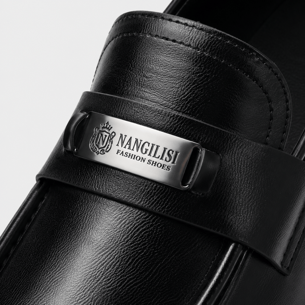 Ma boutique Womens Black Vintage Chunky Loafers – Genuine Leather Platform Height Increasing Shoes