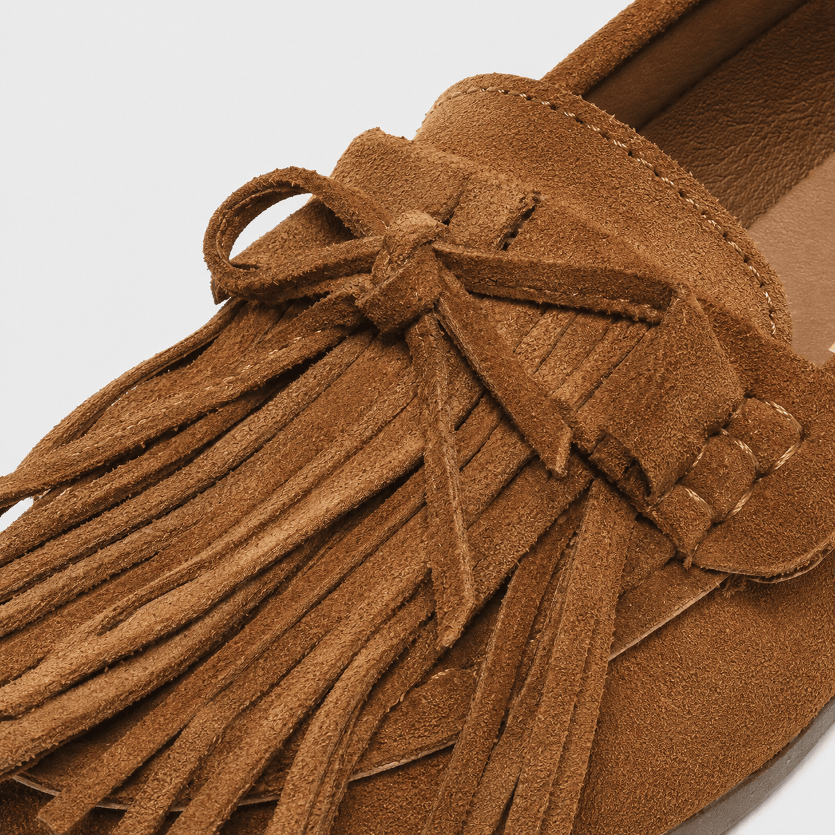 Ma boutique Womens Brown Suede Tassel Loafers – Retro Bohemian Style Flat Slip-On Bean Shoes