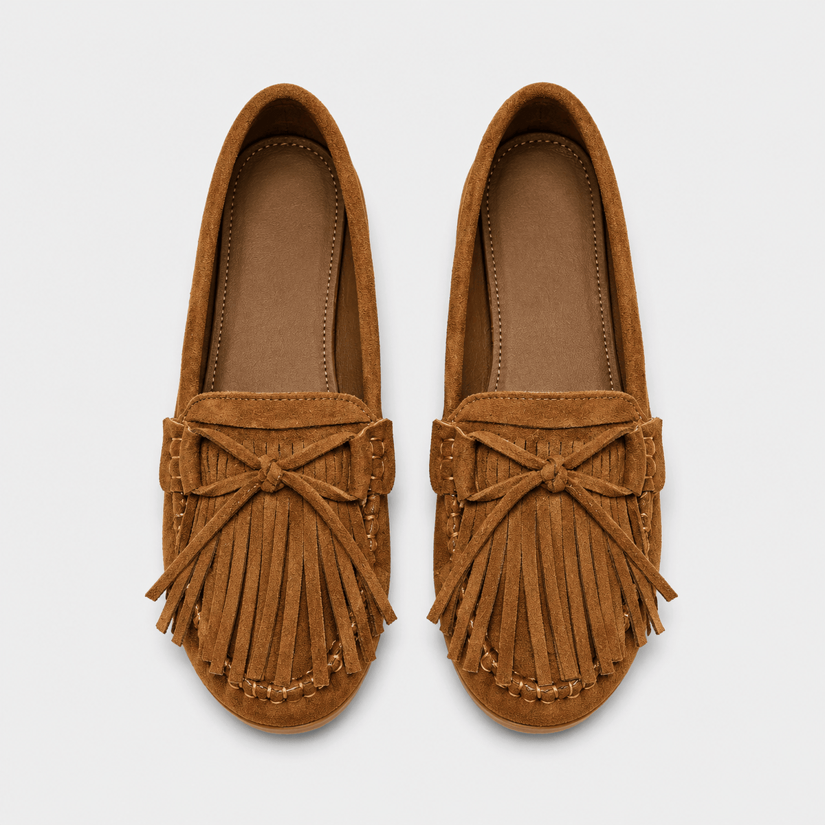 Ma boutique Womens Brown Suede Tassel Loafers – Retro Bohemian Style Flat Slip-On Bean Shoes